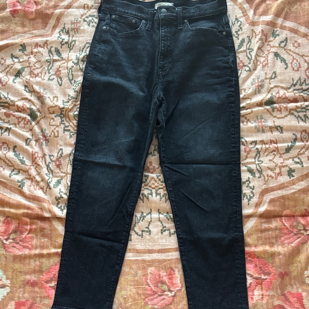 Madewell Washed Black “The Mom Jean” Denim Jeans